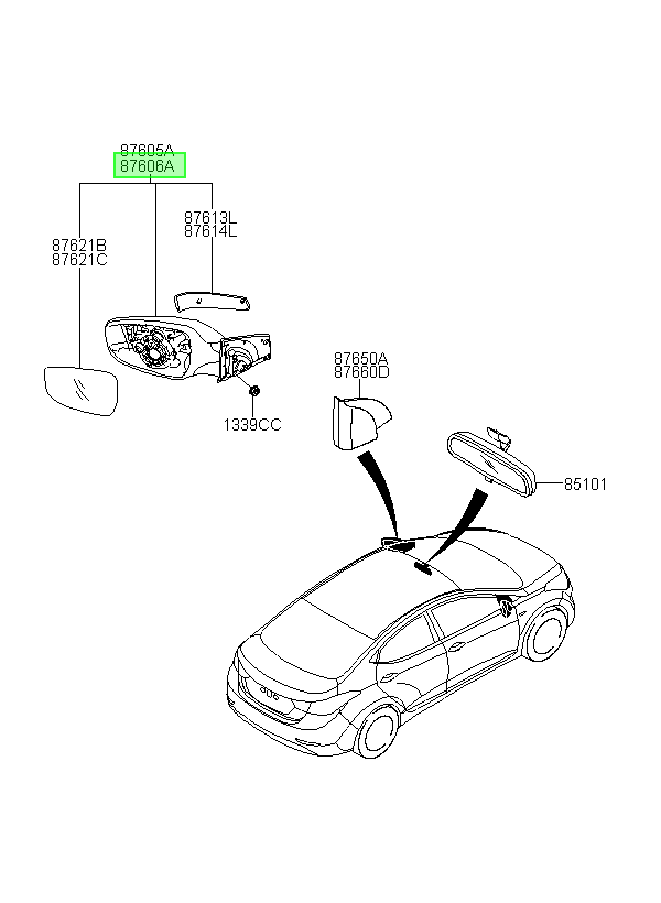 Espejo Electrico Derech Orig. Para Hyundai Elantra 2011-2015