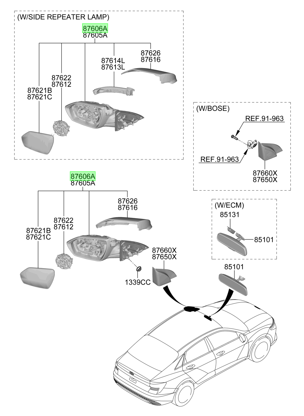 Espejo Der. Rh Original Para Hyundai Accent 2023-2025