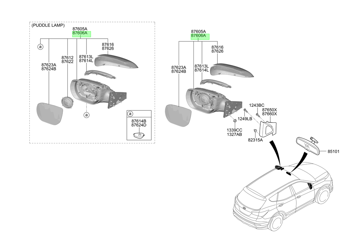 Espejo Ext. Der. Original Para Hyundai Santa Fe 2012-2017