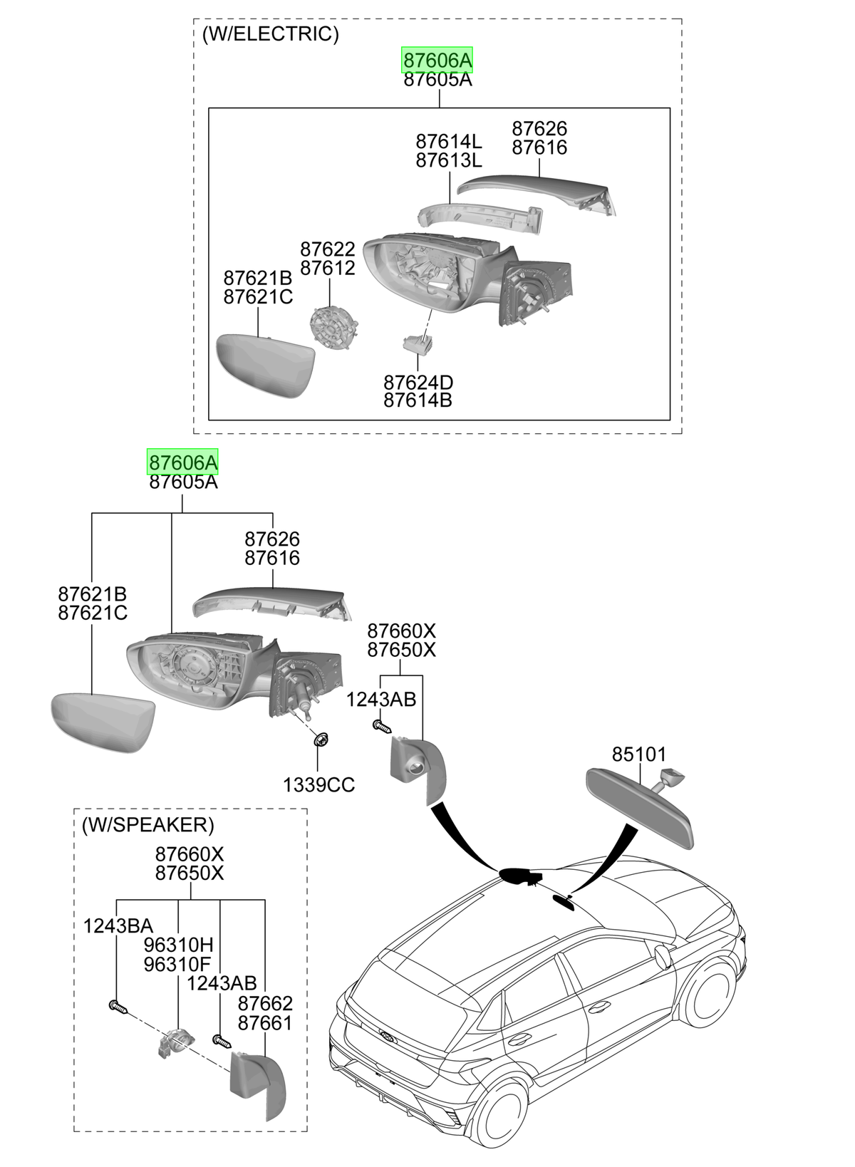 Espejo Ext. Der. Original Para Hyundai I20 2020-2025