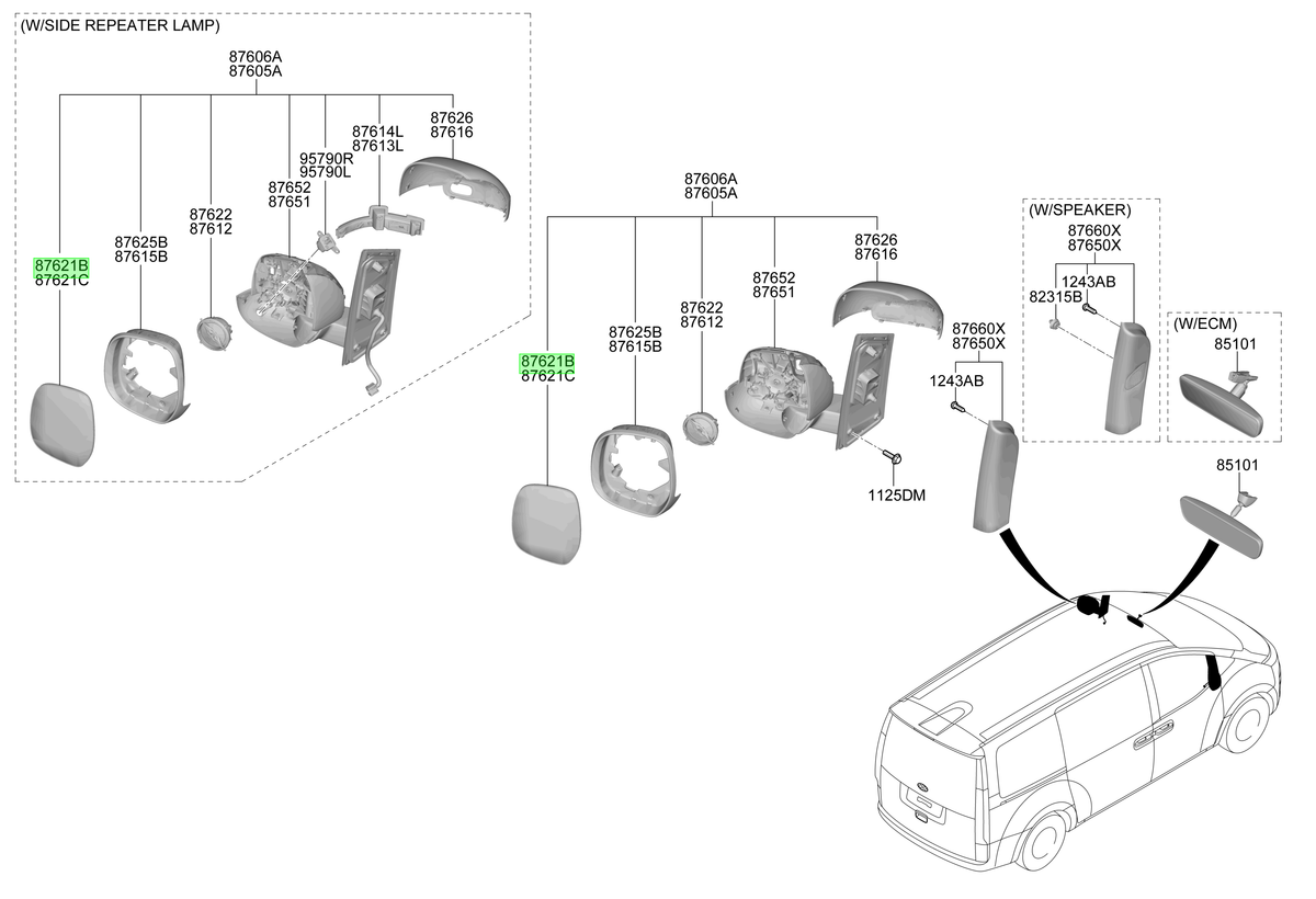 Luna Espejo Rh Original Para Hyundai Staria 2021-2025