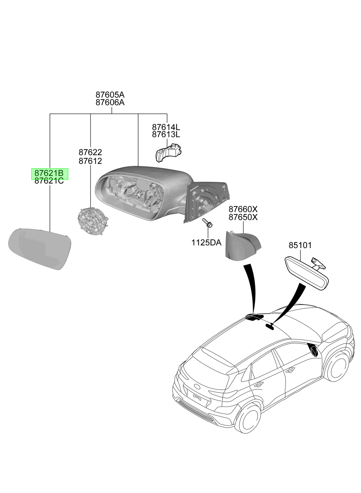 Luna Espejo Der. Rh Original Para Hyundai Kona 2018-2024