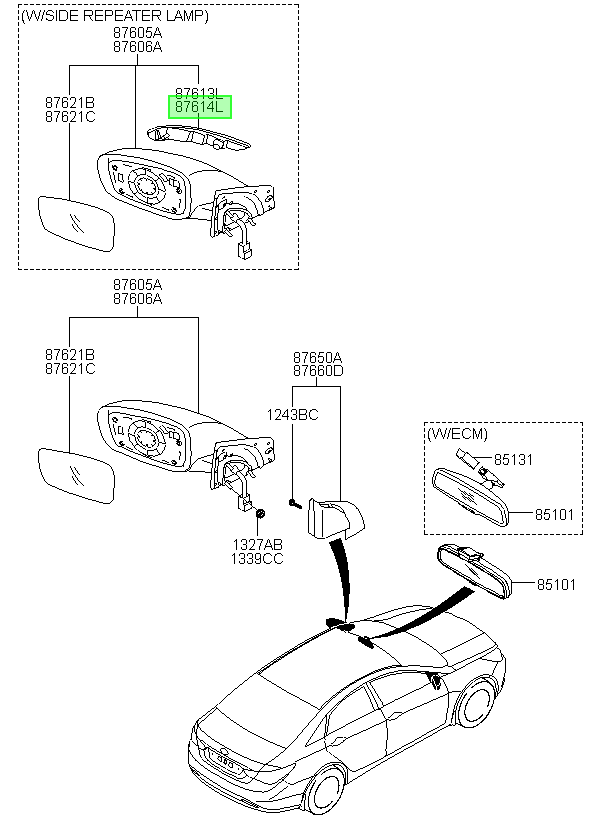 Espejo Original Para Hyundai Sonata 2009-2015
