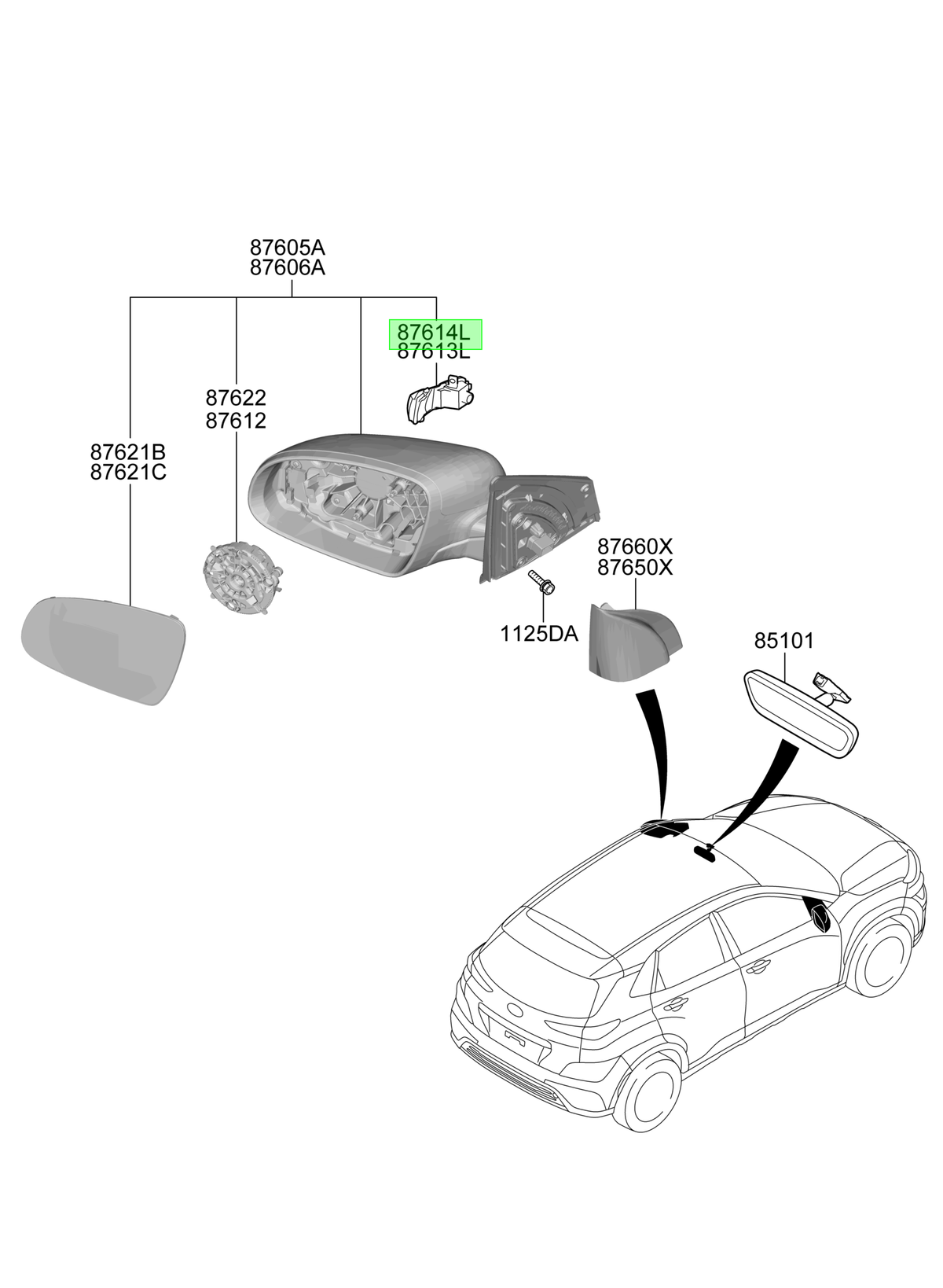 Espejo Der. Rh Original Para Hyundai Kona 2020-2024