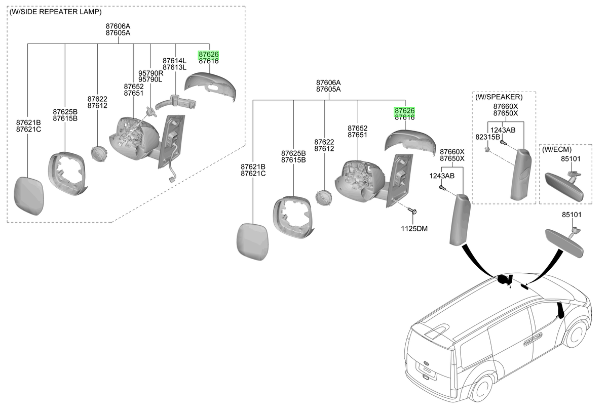 Tapa Espejo Der. Rh Original Para Hyundai Staria 2021-2025