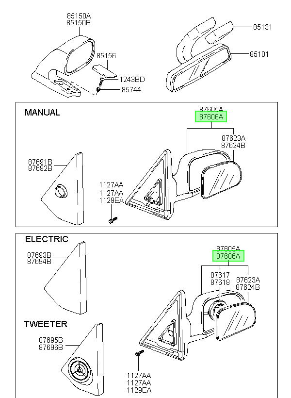 Espejo Ext. Der. Rh Original Para Hyundai Terracan 2000-2007