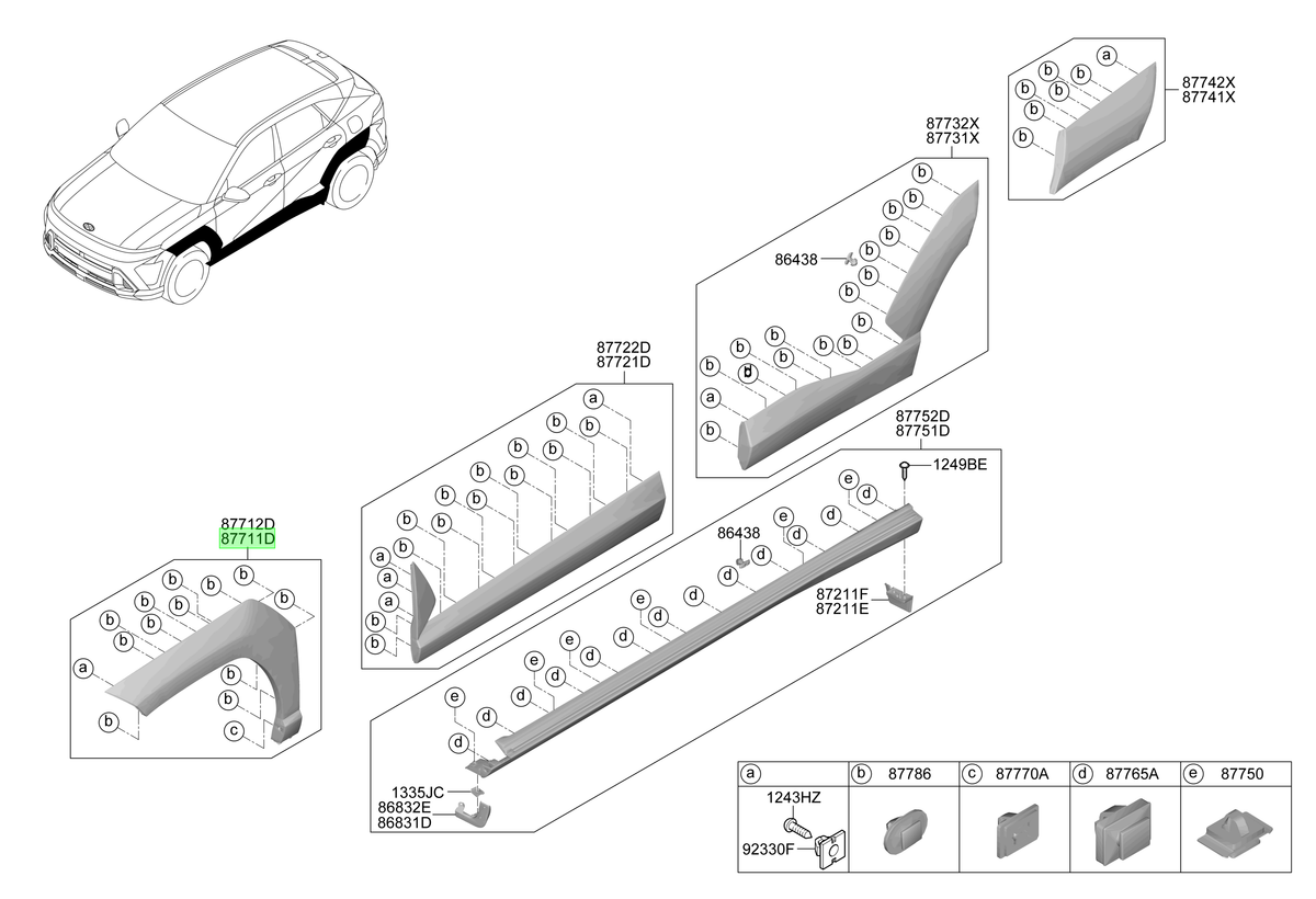 Tapabarro Del. Izq. Lh Original Para Hyundai Kona 2023-2025
