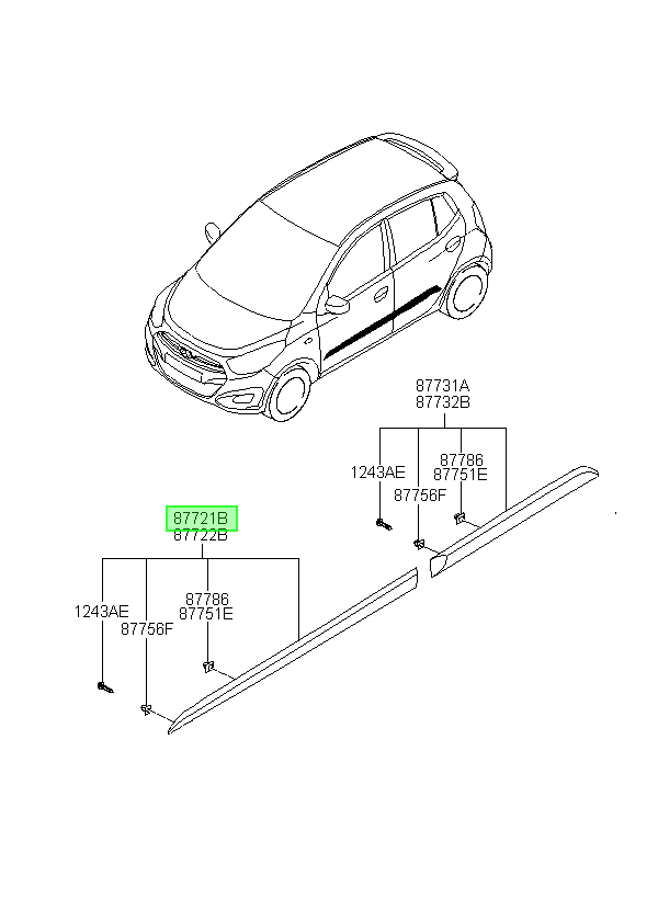 Moldura Pta. Del. Izq. Lh Orig. Para Hyundai I10 2010-2018