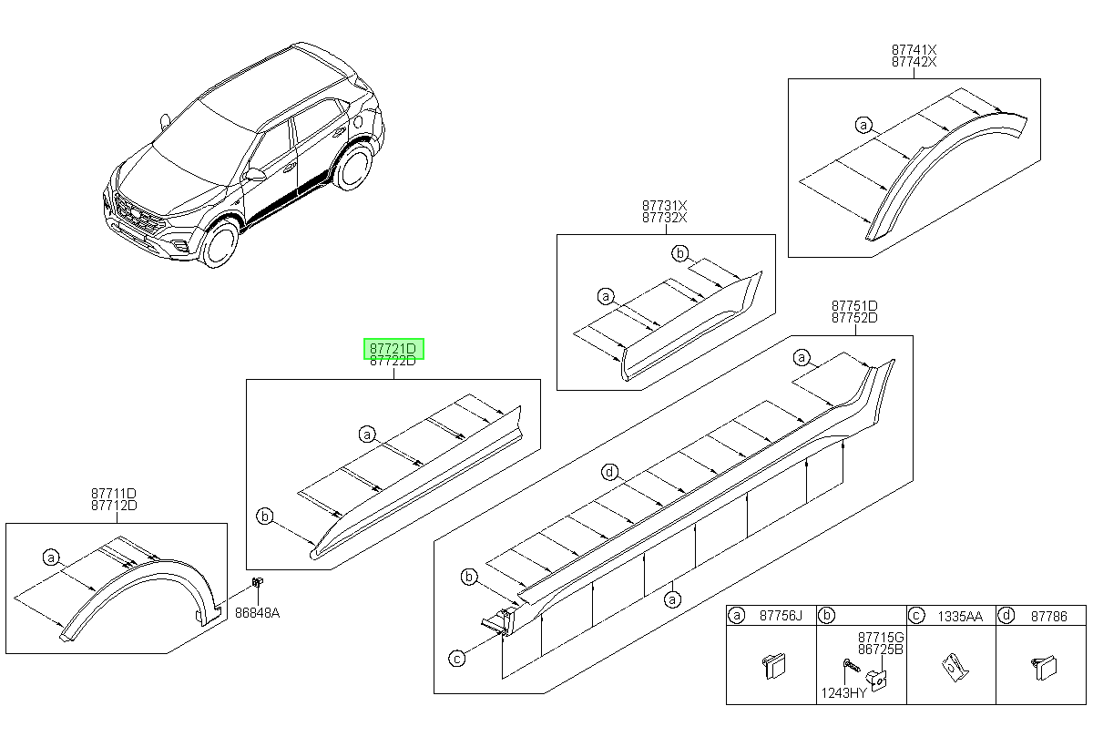 Moldura Pta. Del. Izq. Lh Orig. Para Hyundai Creta 2015-2021