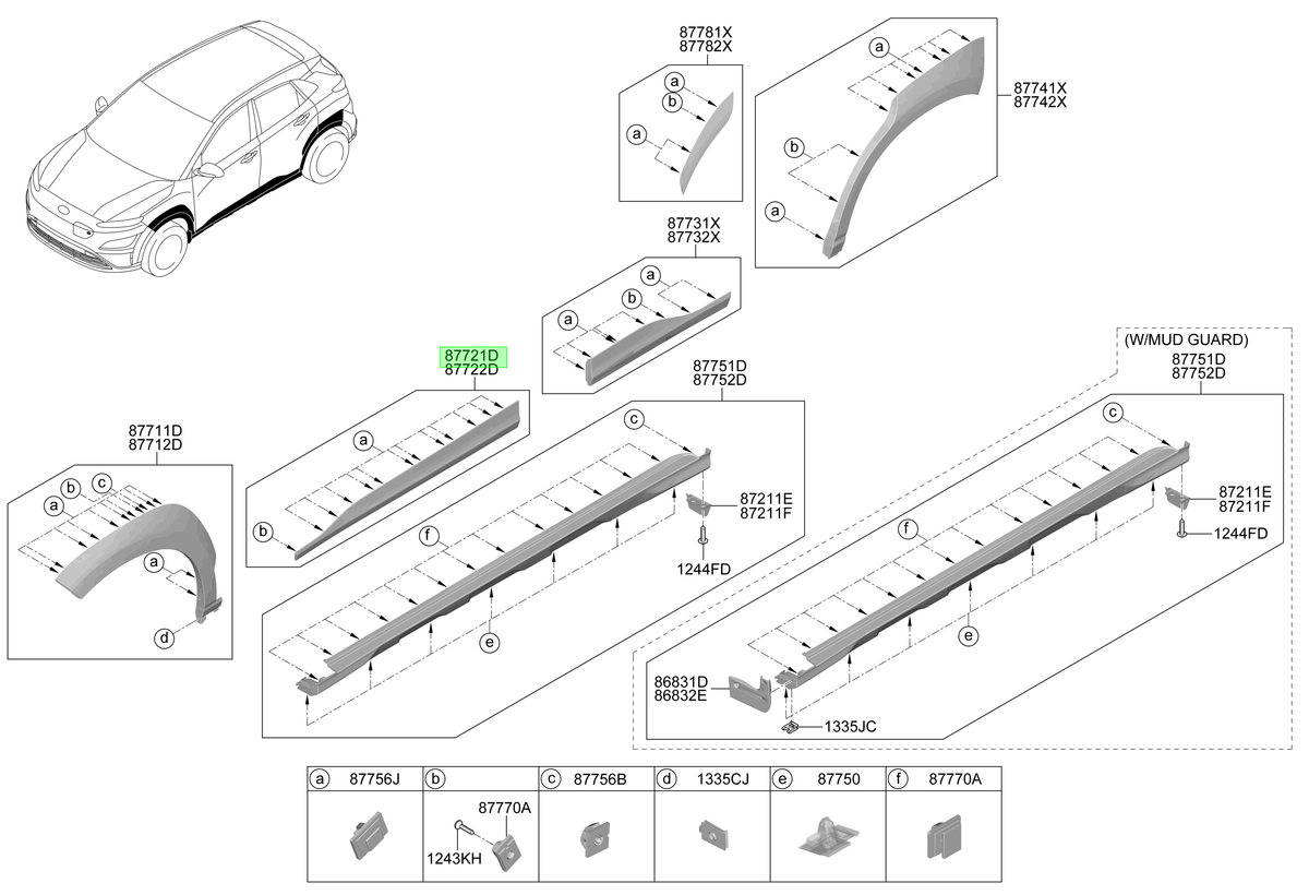 Moldura Pta. Del. Izq. Lh Orig. Para Hyundai Kona 2020-2024