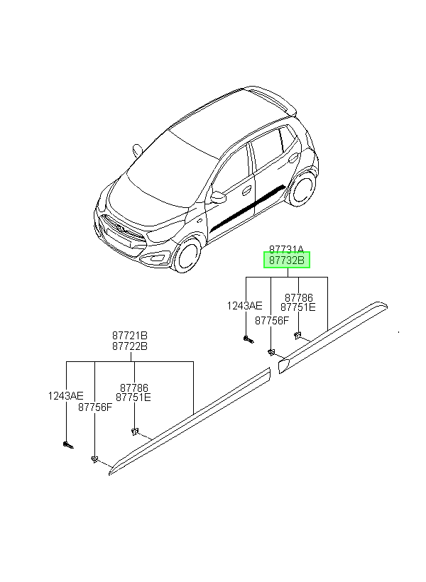 Moldura Puerta Tras. Der. Orig. Para Hyundai I10 2007-2018