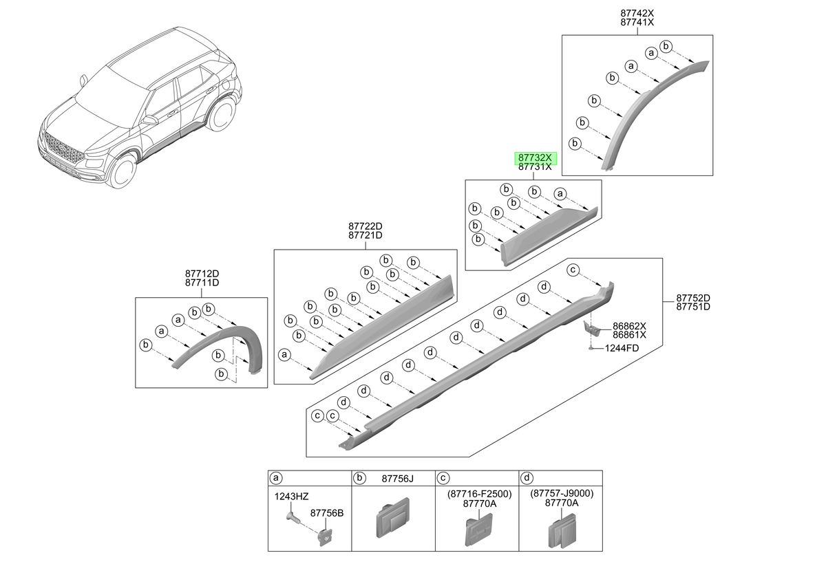Moldura Puerta Tras. Der. Orig. Para Hyundai Venue 2019-2025