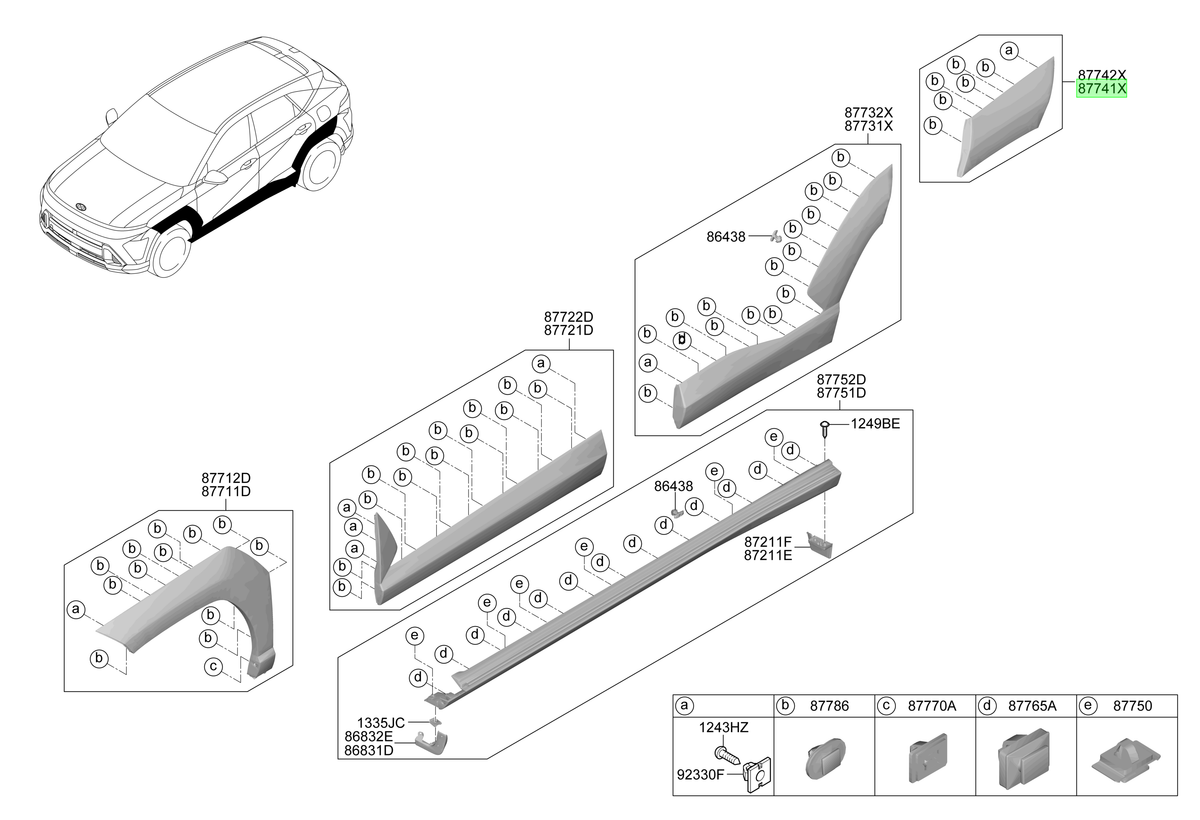 Moldura Lat. Tras. Izq. Lh Orig. Para Hyundai Kona 2023-2025