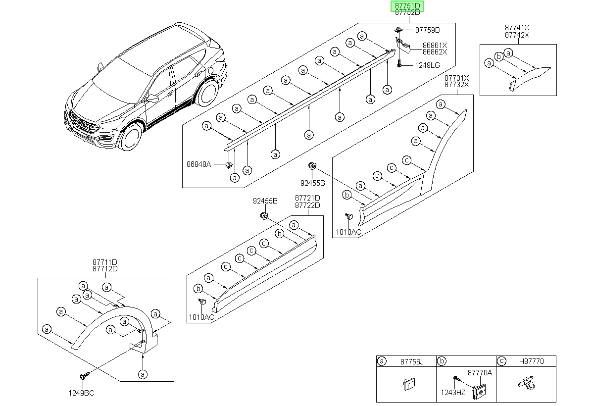 Moldura Zócalo Izq. Lh Orig. Para Hyundai Santa Fe 2012-2020