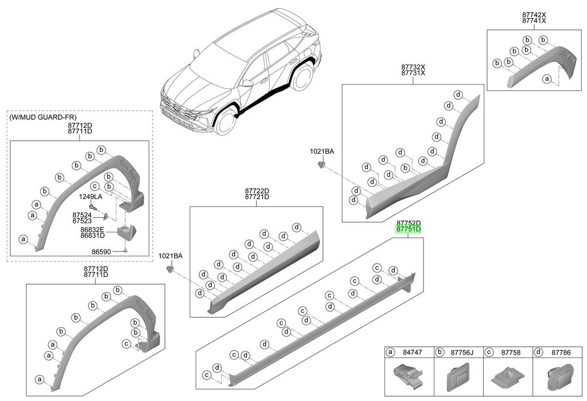Moldura Zócalo Izq. Lh Orig. Para Hyundai Tucson 2021-2025