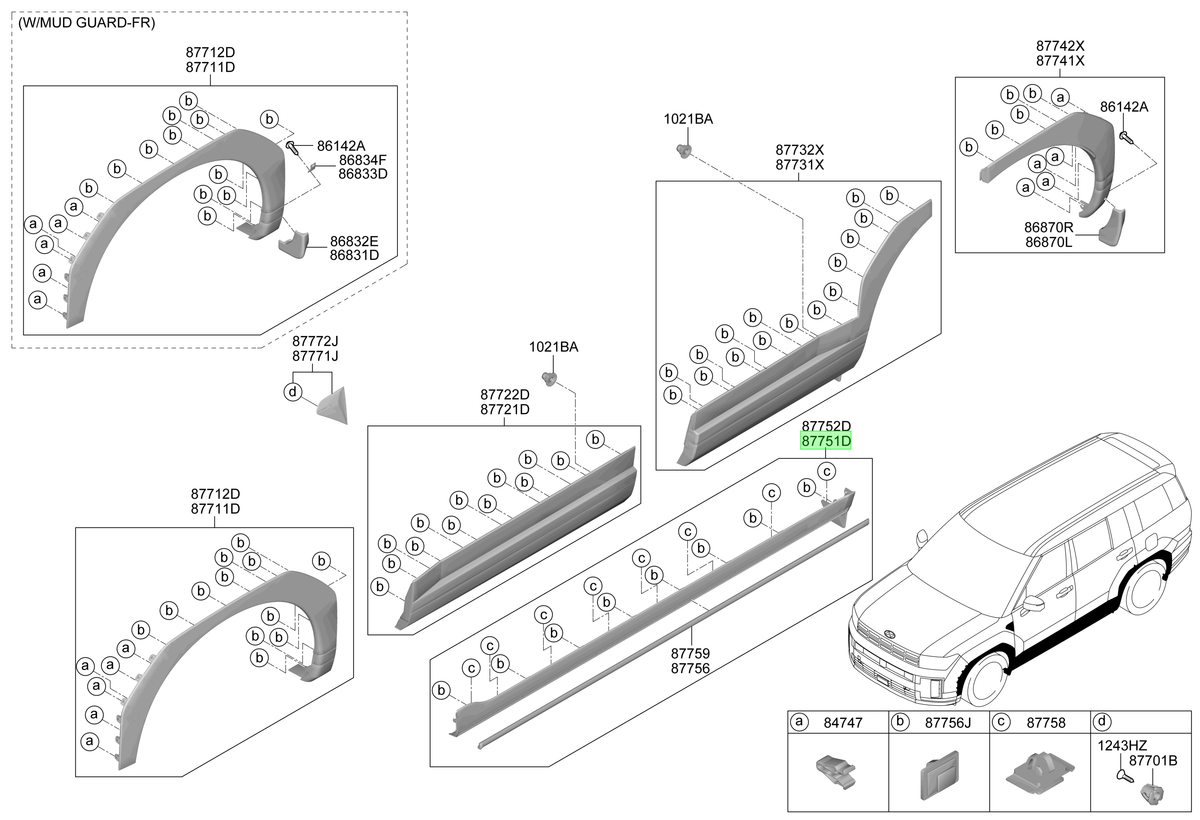 Moldura Zócalo Izq. Lh Orig. Para Hyundai Santa Fe 2023-2025