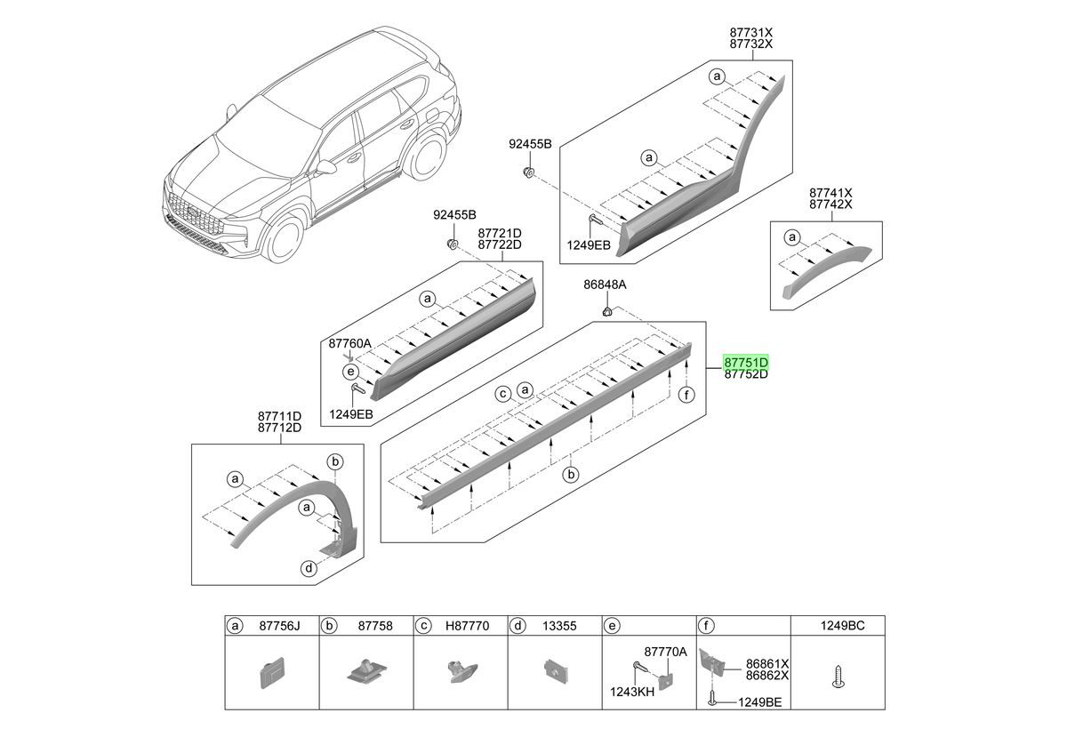 Moldura Zócalo Izq. Lh Orig. Para Hyundai Santa Fe 2018-2025