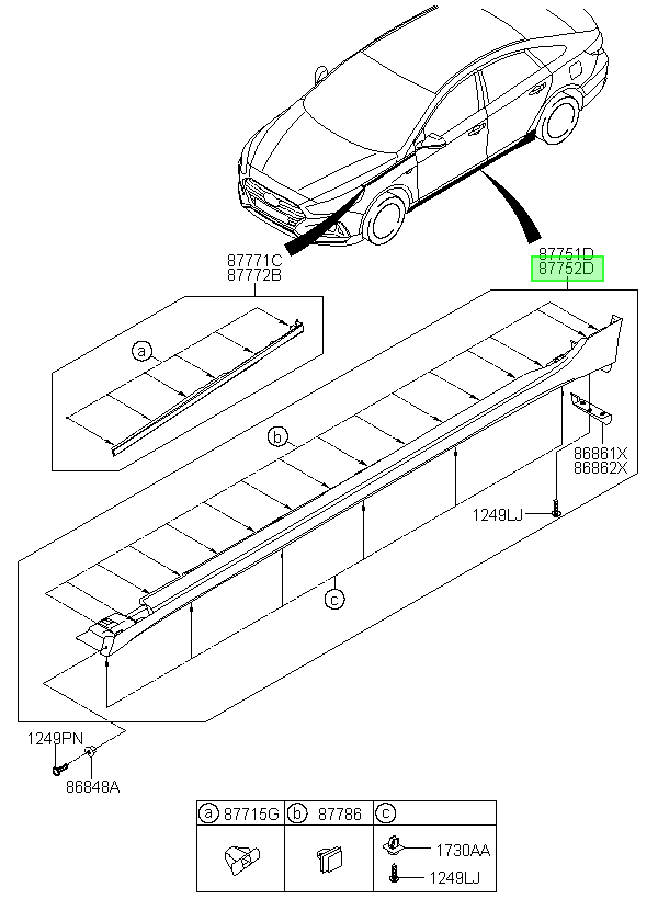Moldura Zócalo Der. Rh Orig. Para Hyundai Sonata 2017-2020