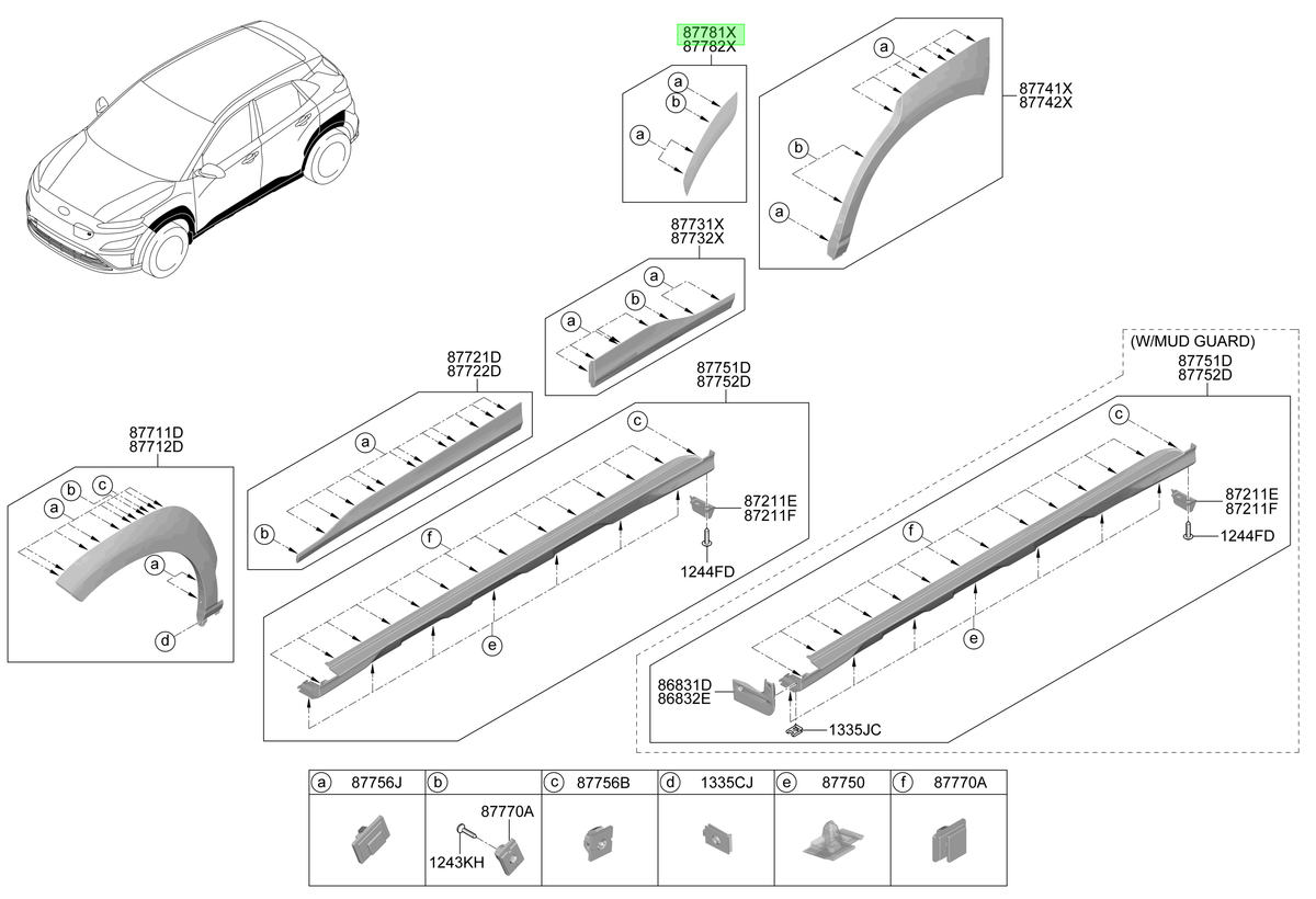 Moldura Zócalo Izq. Lh Original Para Hyundai Kona 2020-2024