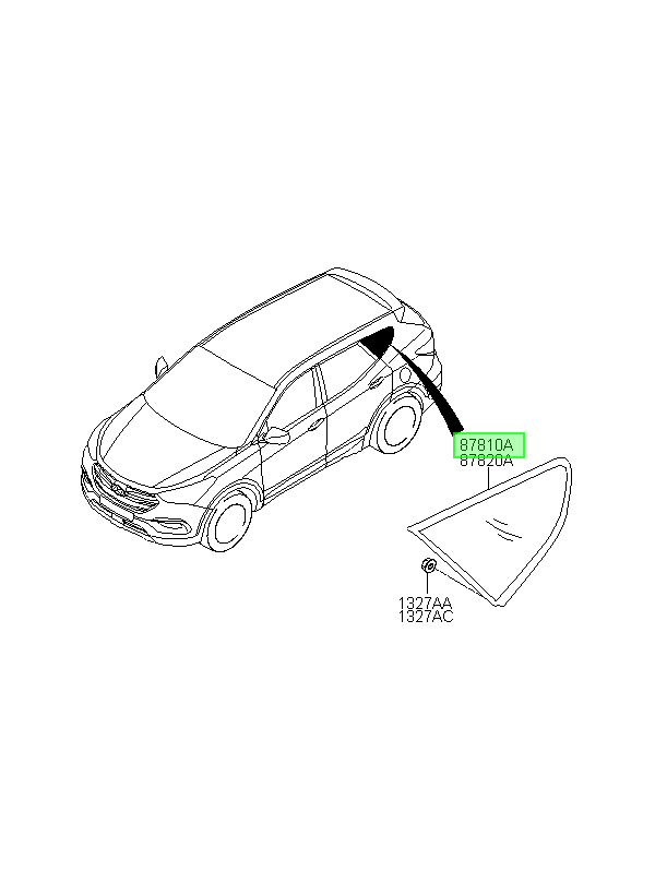 Vidrio Izq. Lh Original Para Hyundai Santa Fe 2012-2019