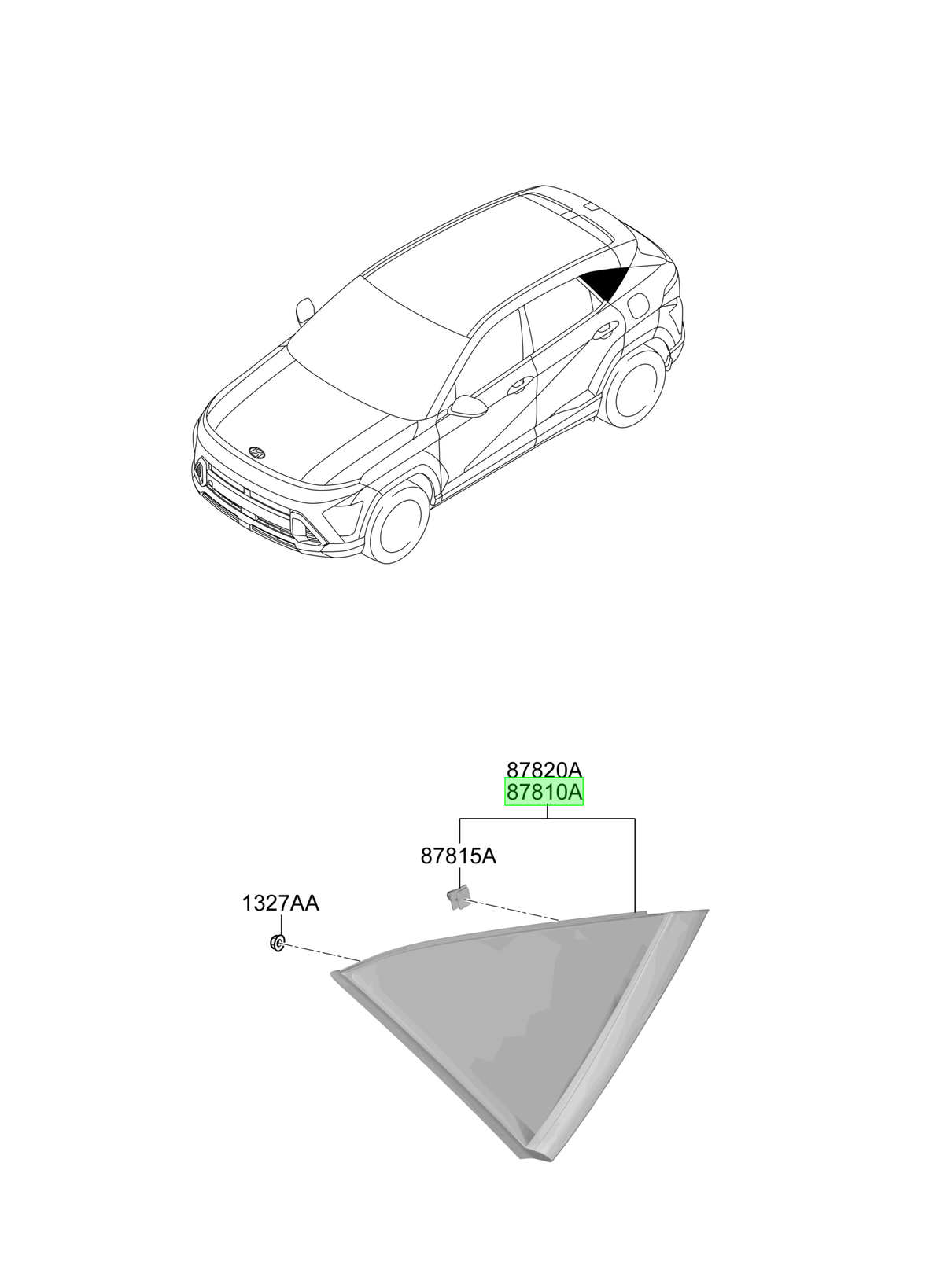 Vidrio Fijo Tras. Izq. Lh Orig. Para Hyundai Kona 2023-2025