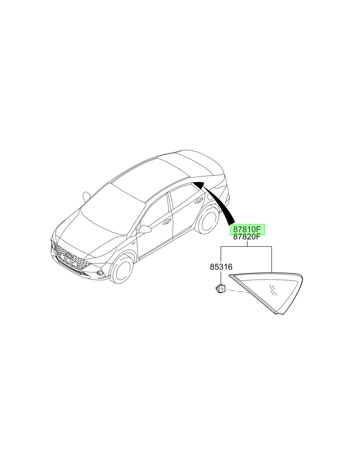 Vidrio Fijo Tras. Izq. Original Para Kia Rio 2000-2025