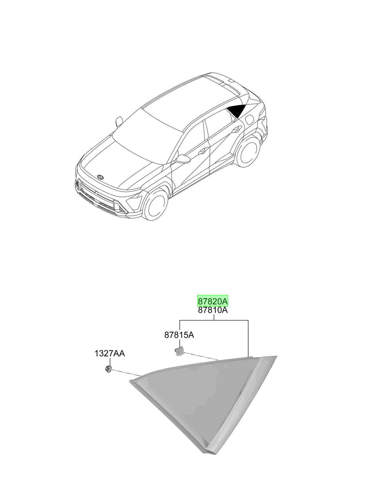 Vidrio Fijo Tras. Der. Rh Orig. Para Hyundai Kona 2023-2025