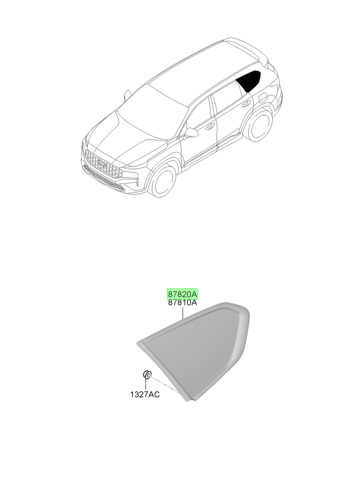 Vidrio Lateral Rh Orig. Para Hyundai Santa Fe Desde 2018