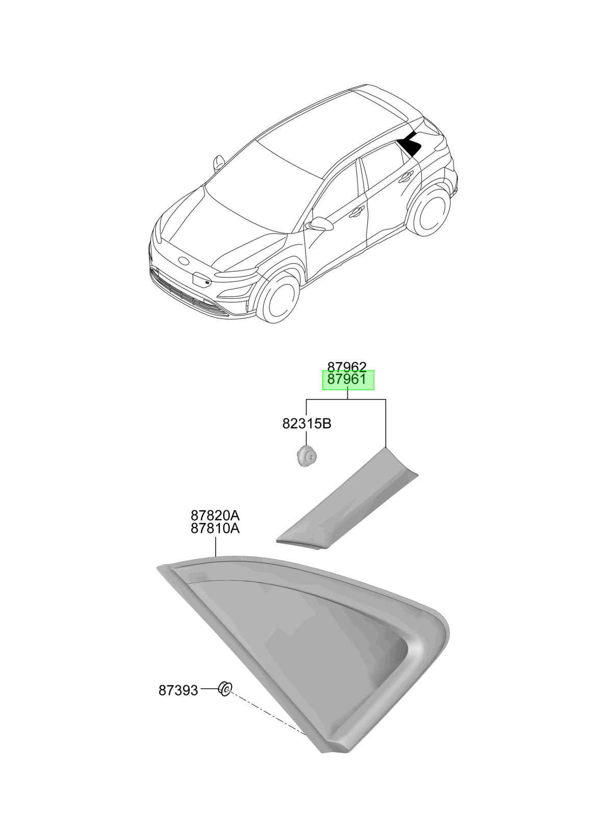 Moldura Cost. Tras. Izq. Lh Original Para Hyundai Kona