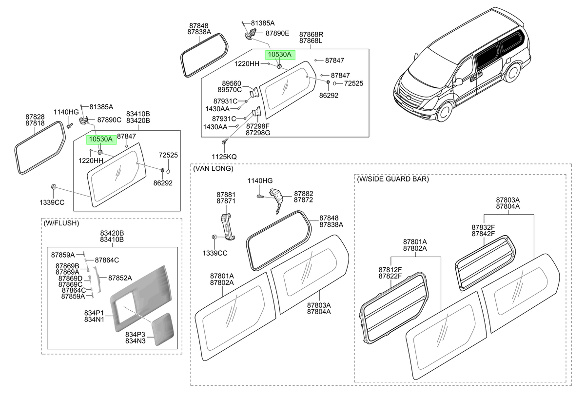 Soporte De Vidrio H-1 Orig. Para Hyundai H1 Desde 2007