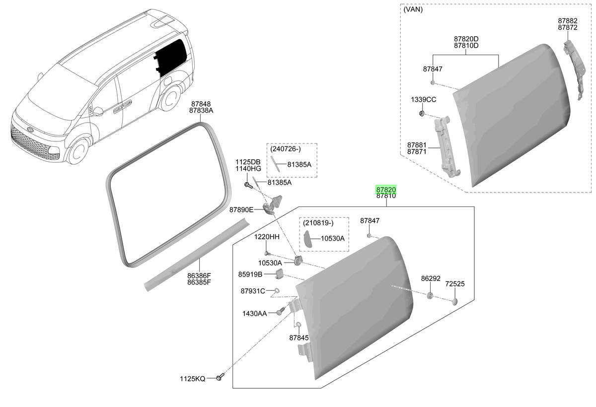 Vidrio 3ra Fila Izq. Lh Orig. Para Hyundai Staria 2021-2025