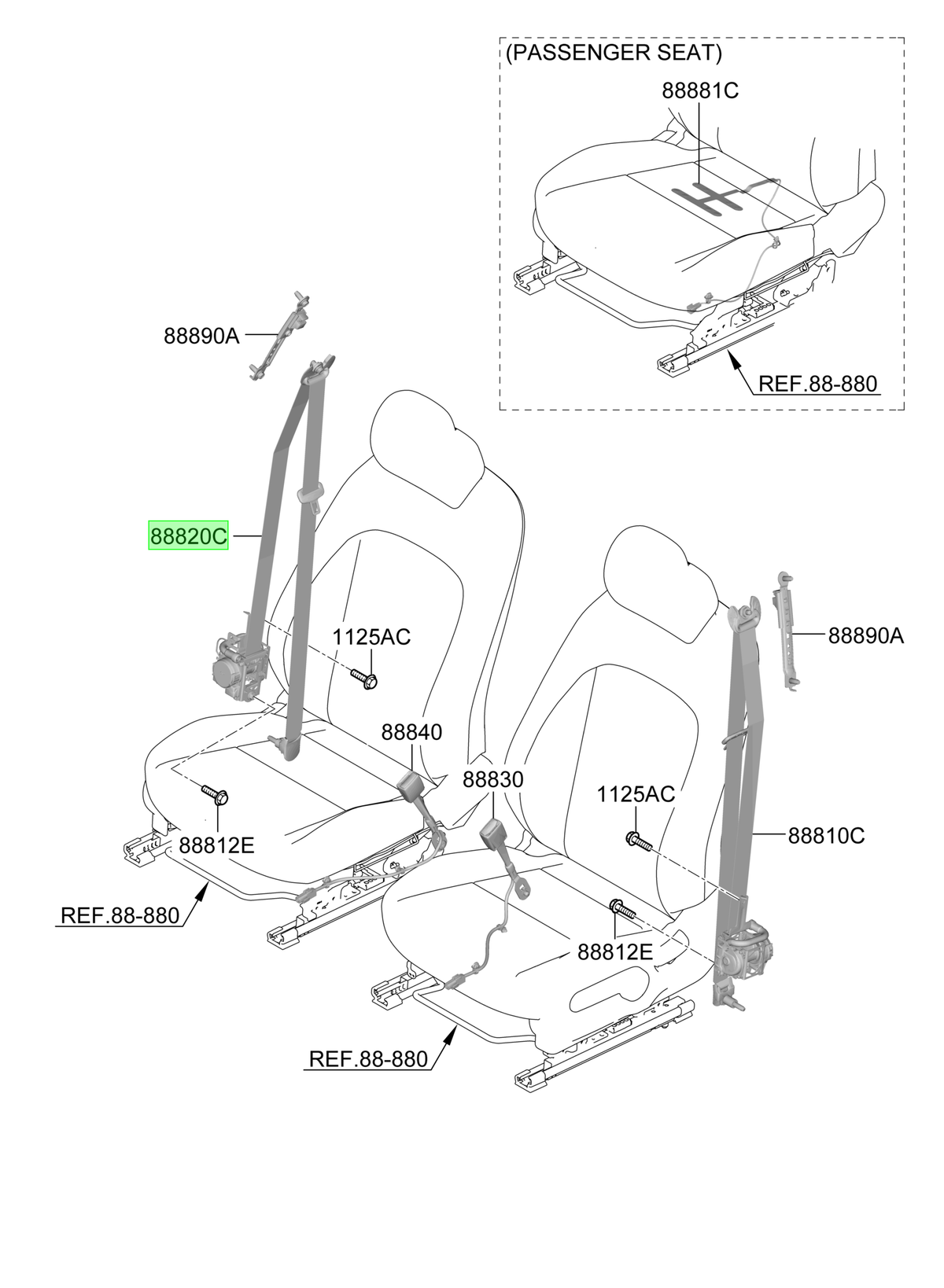 Cinturón Del. Der. Rh Original Para Hyundai Kona 2023-2025