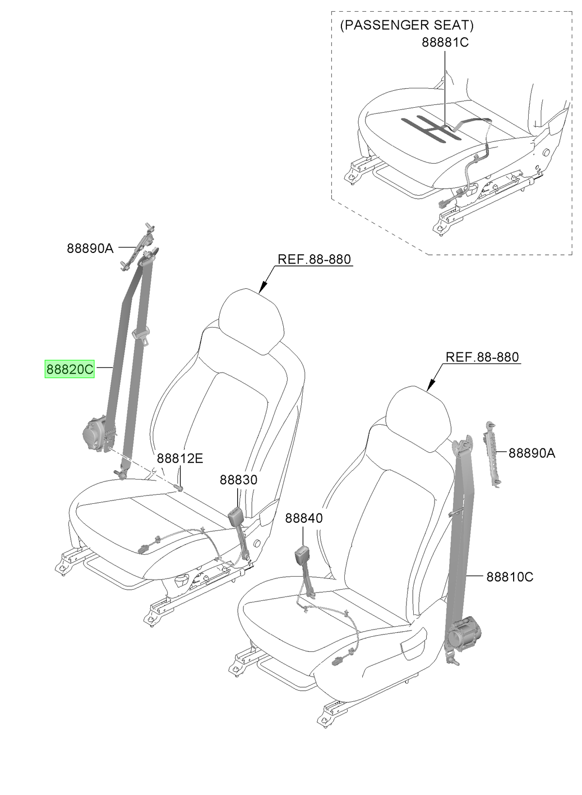 Cinturón Del. Der. Rh Original Para Hyundai I20 2020-2025