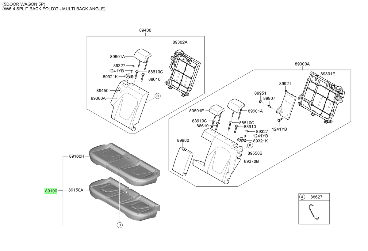 Base Asiento Tras. Original Para Hyundai Creta 2020-2025