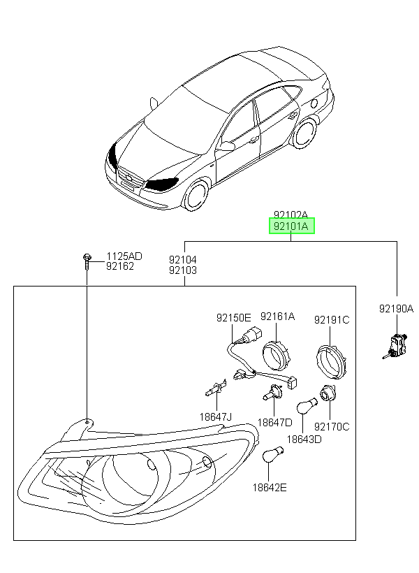 Optico Del. Lh Orig. Para Hyundai Elantra 2007-2010