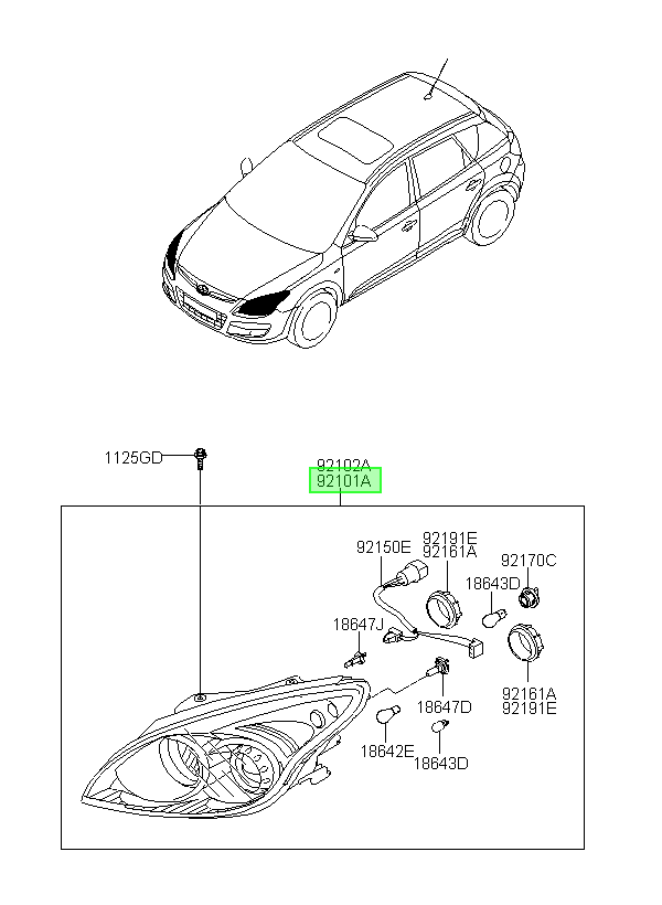 Óptico Lh Original Para Hyundai I30 2007-2012
