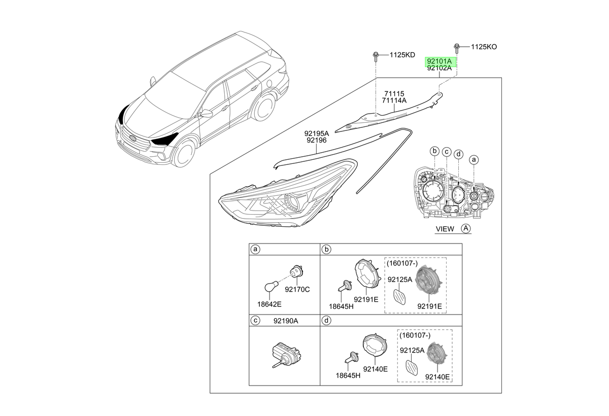 O-optico Lh Orig. Para Hyundai Grand Santa Fe 2016-2019