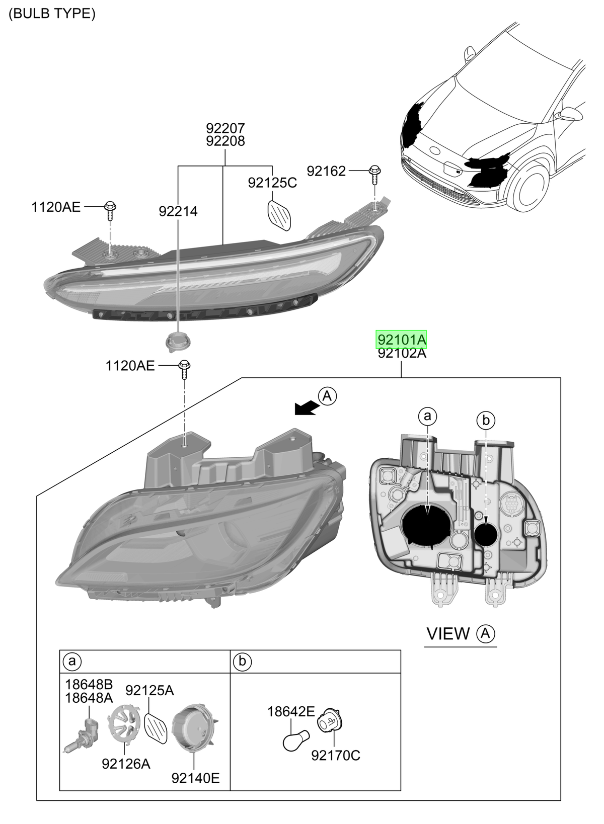 Óptico Del. Izq. Lh Original Para Hyundai Kona 2020-2024