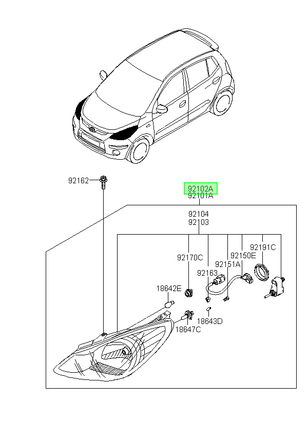 Optico Del. Rh Orig. Para Hyundai I10 2010-2015