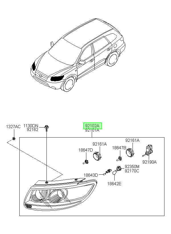 O-optico Der. Santa Fe Cm Rh Orig. Para Hyundai 2006-2012