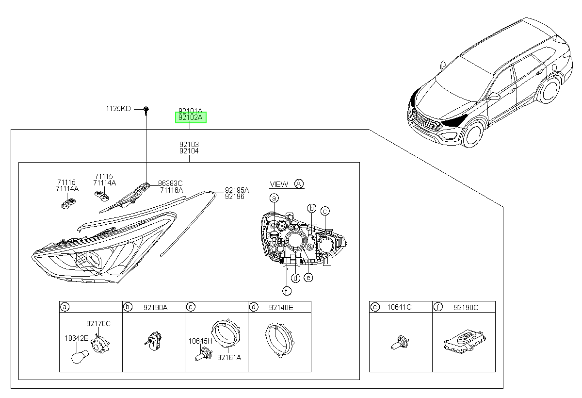 Luces-faro Del. Rh Orig. Para Hyundai Santa Fe 2013-2018