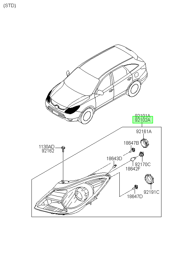 Optico Vera Cruz Rh Orig. Para Hyundai Veracruz 2007-2013