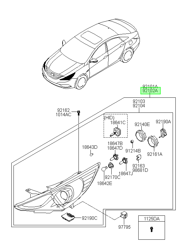 Optico Xenon 2012/ Rh Orig. Para Hyundai Sonata 2011-2014