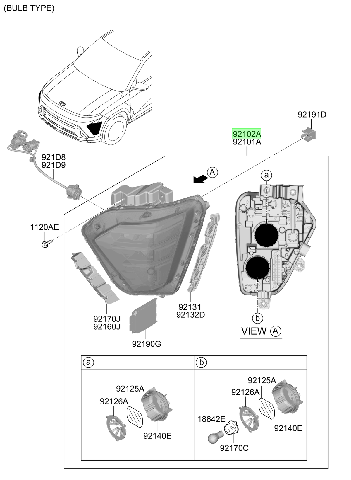 Óptico Del. Der. Original Para Hyundai Kona 2023-2025