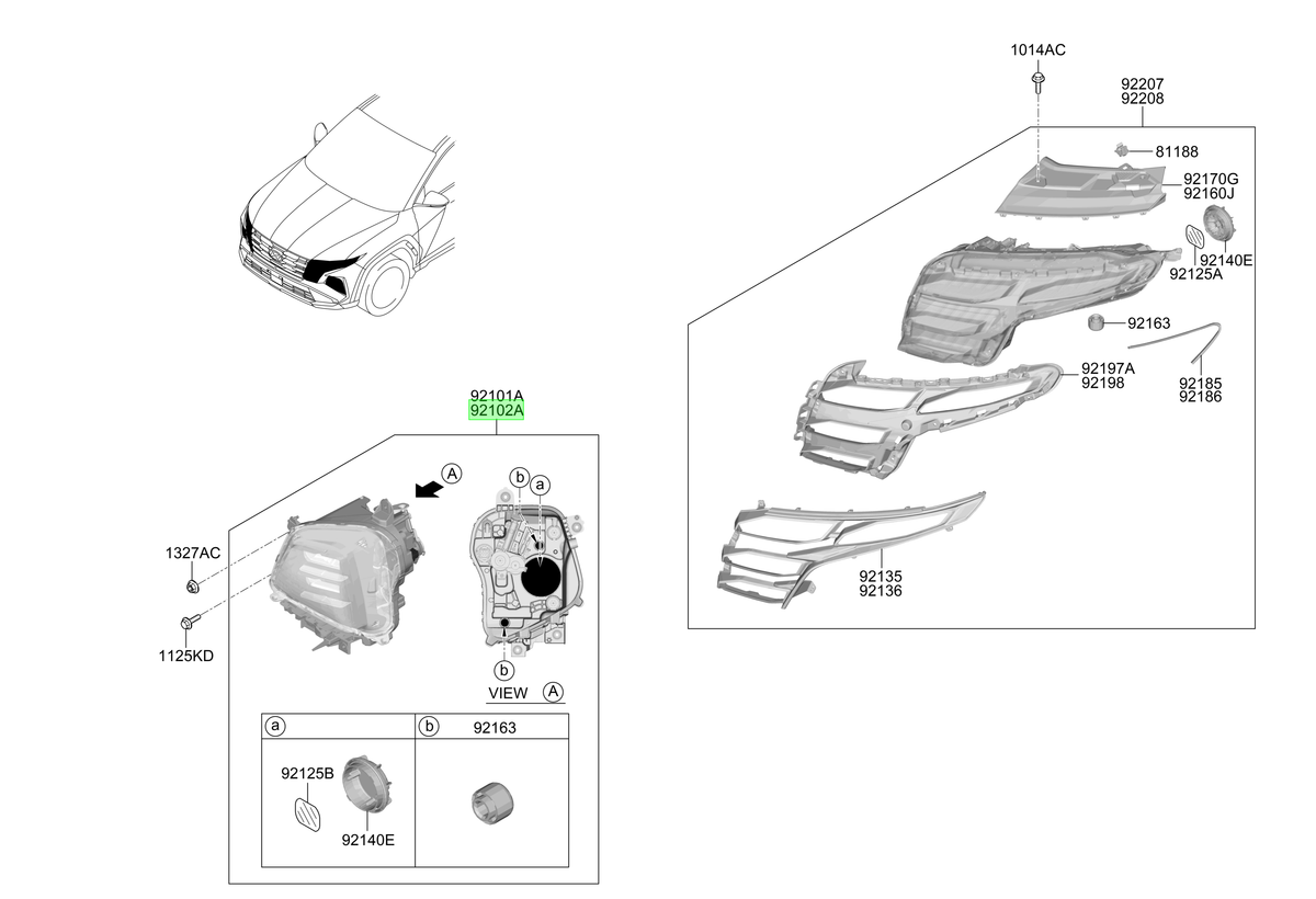 Óptico Del. Der. Original Para Hyundai Tucson 2024-2025