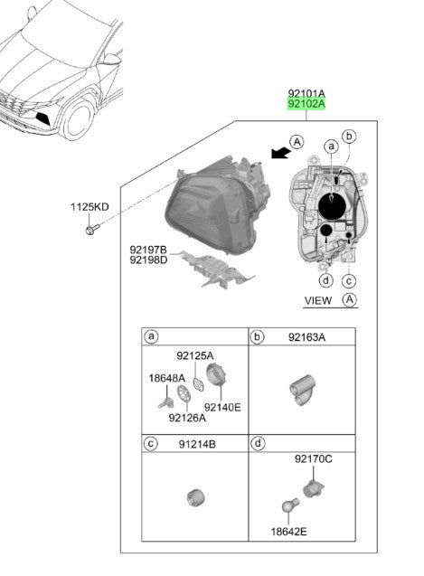 Optico Del Der Orig. Para Hyundai Tucson 2021 2025