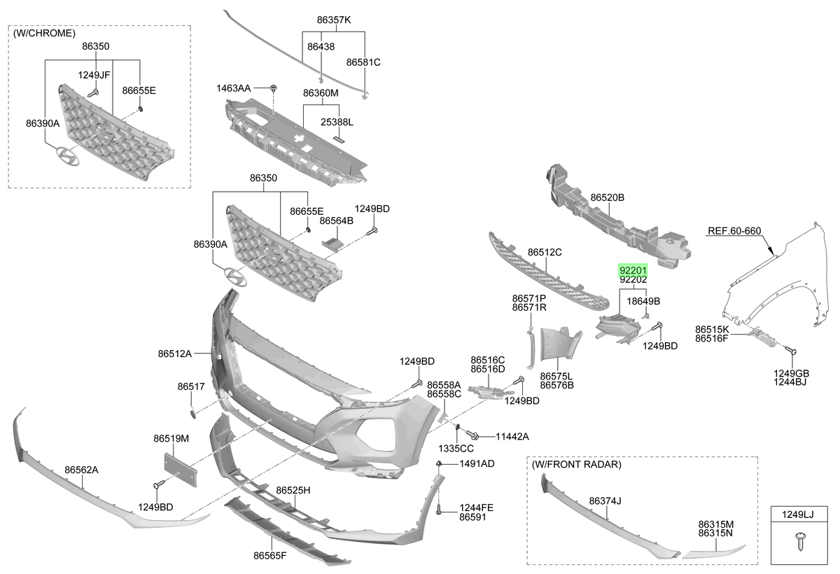 Neblinero Del Del. Lh Orig. Para Hyundai Santa Fe Desde 2018