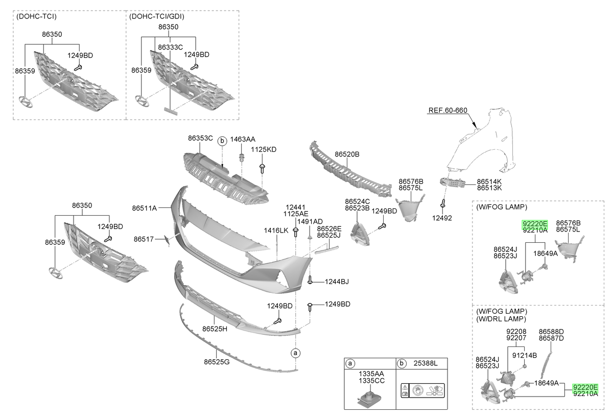 Neblinero Del. Der. Rh Original Para Hyundai I20 2020-2024
