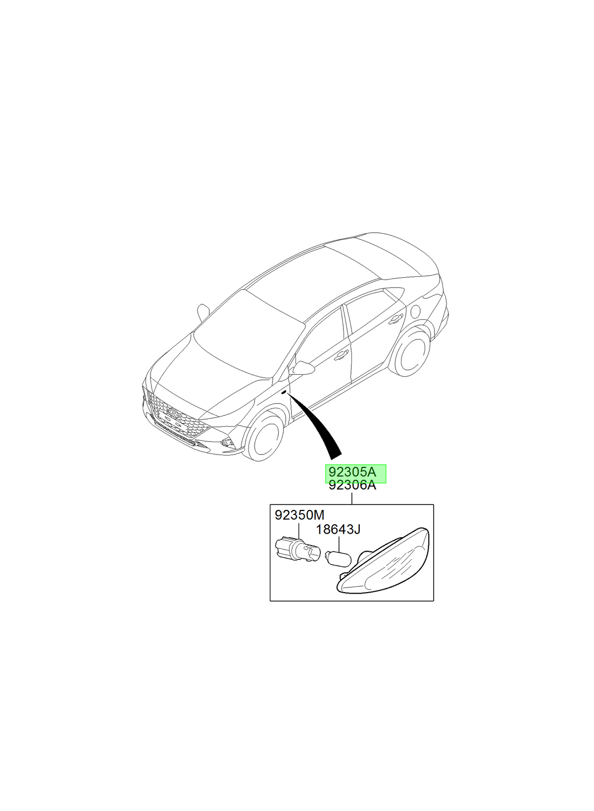Señalizador Izq. Original Para Hyundai Accent 2017-2024