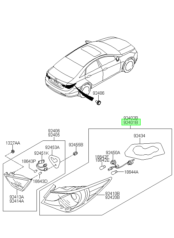 Foco Sonata 2011 Tras. Lh Orig. Para Hyundai 2011-2014